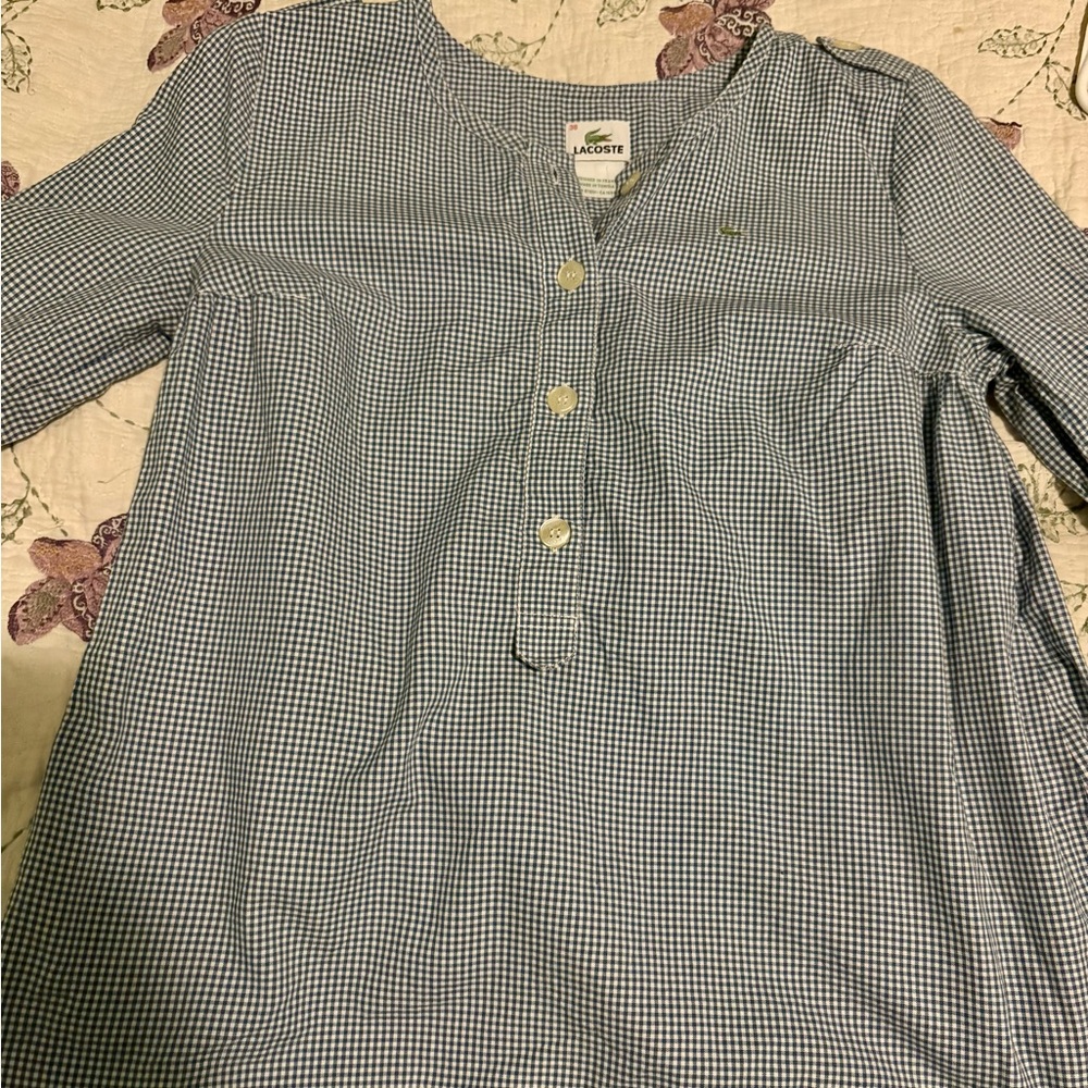 Lacoste Blue and White Gingham Shirt